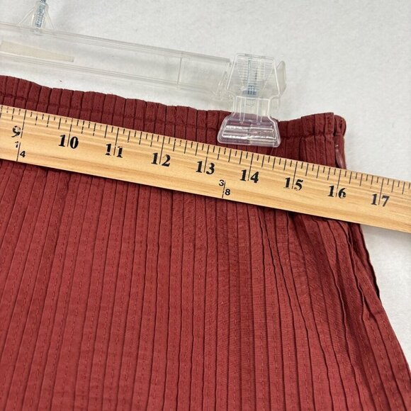 Anthropologie Eula Pintuck Mini Skirt Size M Rust Red Cotton Pleated Lined - Picture 6 of 10